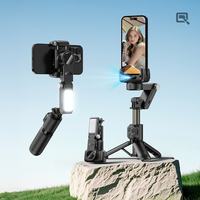 Stabilisateur IA à axe unique avec suivi du visage, télécommande détachable avec lumière de remplissage, trépied, bâton de selfie.