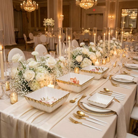 Service de vaisselle de luxe à bordure plume pour mariage, assiettes en porcelaine à rebord doré irrégulier pour banquets et traiteurs d'hôtels 5 étoiles (vente en gros)