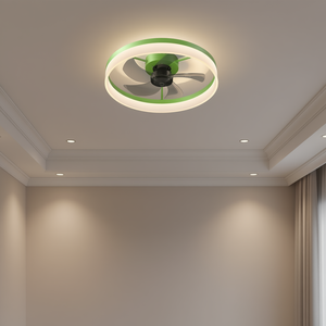 Ventilador de Techo LED con Luz Regulable, Moderno, Verde, Empotrado, 3 Aspas, Motor DC, Control Remoto, para Sala de Estar - Product Image 2