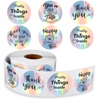 Étiquettes autocollantes holographiques personnalisées avec logo, 2,5 cm, petites étiquettes en vinyle découpées pour entreprises, avec impression personnalisée