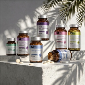Bouteilles en verre givré personnalisées vides pour médicaments et pilules 120ml 150ml 200ml 250ml 300ml, flacons ambrés pour compléments alimentaires - Product Image 1