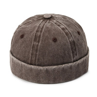 Casquette Docker Vintage Homme Effet Vieilli Lavé, Bonnet Docker Sans Bord Réglable, Chapeau Marinier, Bonnet de Marin