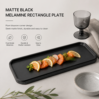 Plateau irrégulier en mélamine noire durable de 30 cm, résistant aux chocs, de qualité alimentaire, en résine, pour barbecue, restaurant, hôtel, cafétéria