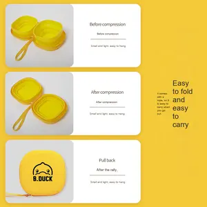 2 In 1 Opvouwbare Dubbele Hondenbakken Draagbare Reis Siliconen <span class=keywords><strong>Feeder</strong></span> Met Ritssluiting Effen Patroon Voedsel En Water Voor Honden - Product Image 5