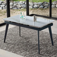 Bon marché, vente en gros, dessus en marbre européen, pieds en métal, ensemble table à manger moderne de luxe pour meubles de maison, usage hôtelier, 6 places durables