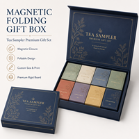 Boîte pliante magnétique en kit avec séparateurs internes pour échantillons de thé, coffret cadeau premium, emballage gain de place