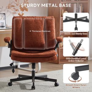Criss Cross Legged Office <b>Chair</b> with Flip-Up <b>Back</b>&Dynamic Airbag Lumbar <b>Support</b>, Wide Seat Desk <b>Chair</b>, Flip-Up Arms with Wheels - Product Image 6