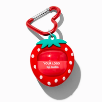 Baume à lèvres hydratant en stick, motif chat barbe à papa, avec porte-clés mignon en forme de mousqueton, format portable, marque privée