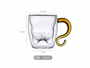 Vaso de Vidrio de Doble Pared de Borosilicato Alto con Diseño de Gato, para Café, Agua, Té, Venta al por Mayor de Fábrica - Product Image 6