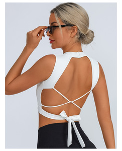 Soutien-gorge de sport <span class=keywords><strong>dos</strong></span> croisé sans bretelles rembourré maintien élevé séchage rapide Spandex/Nylon Vêtements de sport Yoga - Product Image 3