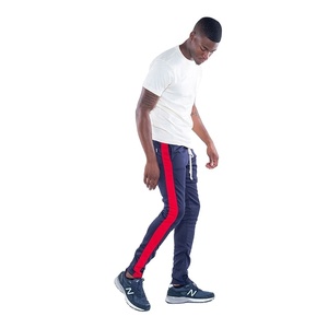 ขายส่ง100% โพลีเอสเตอร์ที่กำหนดเองสีฟ้าและสีแดงติดตามกางเกงที่มีโลโก้ของคุณเอง - Product Image 2