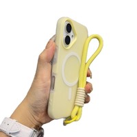Coque de téléphone 2-en-1 effet gelée avec cordon, magnétique et mate, pour iPhone 17 Pro Max, compatible également avec iPhone 16 et 15