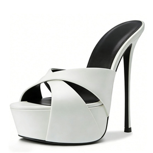 <span class=keywords><strong>Mules</strong></span> <span class=keywords><strong>à</strong></span> talons hauts et fins <span class=keywords><strong>à</strong></span> brides croisées <span class=keywords><strong>pour</strong></span> <span class=keywords><strong>femme</strong></span>, grande taille 45, sandales <span class=keywords><strong>plateforme</strong></span> d'été <span class=keywords><strong>à</strong></span> bout ouvert et talons aiguilles - Product Image 4