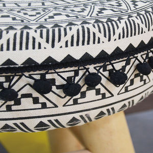 Living Room Bedroom Fabric Ottoman Pouf Round Lounge <strong>Chair</strong> <strong>High</strong> Quality <strong>Space</strong> <strong>Saver</strong> Wooden Stool - Product Image 2