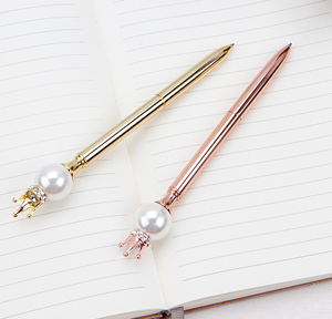 Luxury Personalised Bling Wedding Gift Ballpoint With Custom Logo Pearl Crown <b>Top</b> Metal Ball Pen - Product Image 4