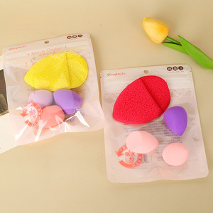 Juego de esponjas de maquillaje 123, 3 piezas, esponja natural de forma irregular, lavable para aplicación en seco y húmedo - Product Image 1