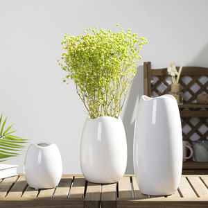 Ensemble <span class=keywords><strong>de</strong></span> trois vases blancs simples Art Déco, pots à fleurs, décoration minimaliste pour la maison - Product Image 1
