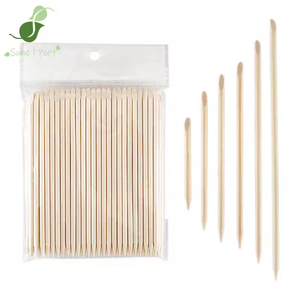 Bâton en bois jetable orange à double tête 7.5cm 17.8cm Poussoir de peau morte Dissolvant de cuticules d'ongles Bâtonnets de manucure Poussoir de cuticules - Product Image 1