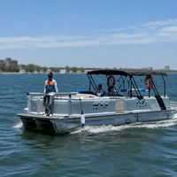 Bateau ponton sportif en fibre de verre, moteur hors-bord en aluminium, tourisme, pêche, loisirs, 150 CV, bateaux pontons Yamaha