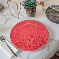 Assiette de présentation ronde classique de 13 pouces en plastique avec motif végétal, couleur personnalisée peinte à la main pour mariages et fêtes
