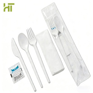 Ensemble de couverts jetables en plastique PS PP 2g, poids moyen et écologiques, cuillères, fourchettes, couteaux, pour fêtes, mariages, camping - Product Image 2