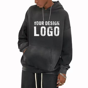 Sweat-shirts pour hommes en coton personnalisé, poids lourd, dégradé de couleur, avec doublure en polaire, mode décontractée, teinture par pulvérisation, épaules tombantes - Product Image 2