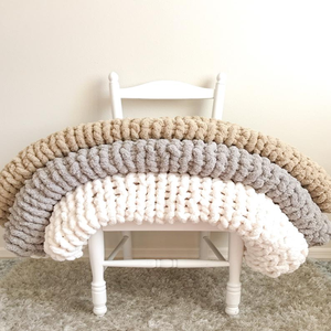 Free Shipping Wholesale Handmade Thick Super Soft Chenille Chunky Yarn <strong>Knit</strong> <strong>Throw</strong> <strong>Blanket</strong> Big Chunky <strong>Blanket</strong> - Product Image 4