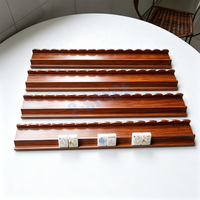 Support de Mahjong en Bois Naturel avec Poussoir, Design Festonné, Support Magnétique pour Tuiles de Mahjong Américain