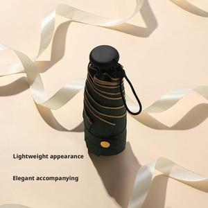 <span class=keywords><strong>Parapluie</strong></span> manuel de poche <span class=keywords><strong>mini</strong></span> pliable cinq fois pour femme, léger et portable, anti-UV, zéro transmission, doré, format crayon, pour voyage - Product Image 4