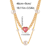 Collier élégant Collier moderne élégant Chaîne en or superposée Charme coeur rose avec fausses perles Collier simple personnalisable en vrac