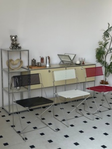 1997年のインダストリアルスタイルのバウハウススタッカブル省スペースチェア北欧のリビングルームチェアXラインチェア家具 - Product Image 2