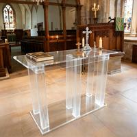 Table de communion en acrylique transparente pour église, table d'autel sacrée avec étagère de rangement pour la prière chrétienne, sanctuaire, chapelle