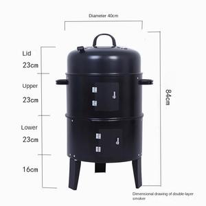ถังบาบีคิวแบบรมควันสองชั้นเตาย่างเนื้อถ่านสำหรับย่างไส้กรอกรมควันถังเบคอนรมควัน - Product Image 4