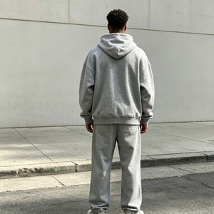 Ensemble de survêtement à capuche pour homme, sweat-shirt zippé, coupe ample, coton, streetwear décontracté, tenue de jogging d'automne avec logo imprimé sur le devant - Product Image 2