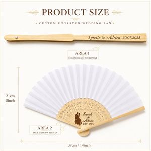 พัดไม้สลักลายตามสั่ง - ของชำร่วยงานแต่งงาน พัดพับมือถือสำหรับแขก - Product Image 5