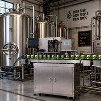 Machine mobile de remplissage et de scellage de bouteilles, contrôlée par PLC, avec purge de CO2 et système de nettoyage CIP automatique pour boissons en plastique/verre