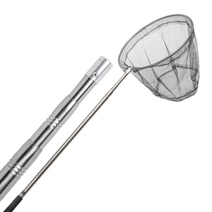 Épuisette télescopique en acier inoxydable, pliable, avec filet en fil métallique pour la pêche - Product Image 1