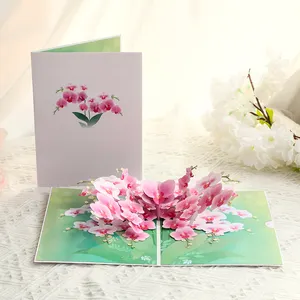 Factory wholesale sales 3d Butterfly orchid card laser cut paper pop up card