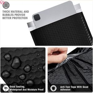 Q Y Stock Sizes Waterproof Padded Envelopes Black Bubble Mailers Customized Logo Self Seal Protective Packaging Poly Bubble Bags - Product Image 5