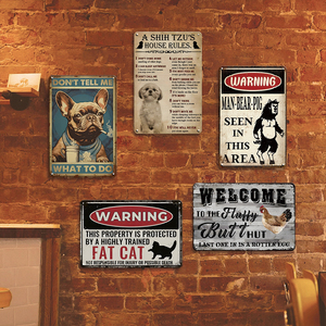 Plaque en métal humoristique avec règles pour animaux de compagnie, Shih Tzu, chat gras, avertissement, règles de la maison, plaque humoristique pour les amoureux des chiens et des chats - Product Image 3