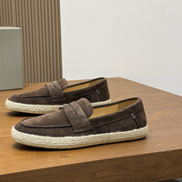 Mocassins en daim pour hommes de style italien, originaux, à enfiler, avec semelle en jute tressée, chaussures espadrilles décontractées vintage