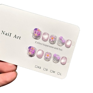 <span class=keywords><strong>Uñas</strong></span> Postizas Hechas a Mano para Niñas de 3 a 12 Años, con Diseños de Dibujos Animados, Pegatinas de Arte para <span class=keywords><strong>Uñas</strong></span>, Venta al Por Mayor - Product Image 4