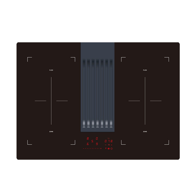 Built-in Induction Cooktop Touch Screen Induction Cooker 4 Plate Burner Electric Induction Stovewith Underdraft Smoke Machine