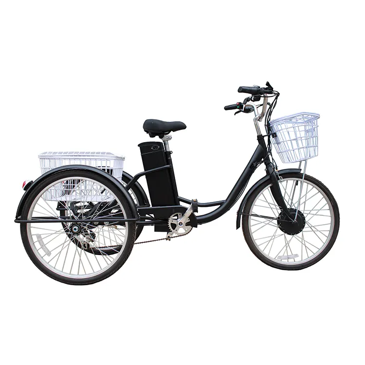 24 Zoll NEUES motorisiertes elektrisches Dreirad mit/billigem elektrischem Trike/3-Rad-Elektrofahrrad mit Pedalen Klapp rad