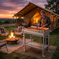 Barbecue Rotatif Automatique Commercial Moderne en Acier Inoxydable Premium Foukou avec Système de Sécurité Flamme et Commande par Bouton