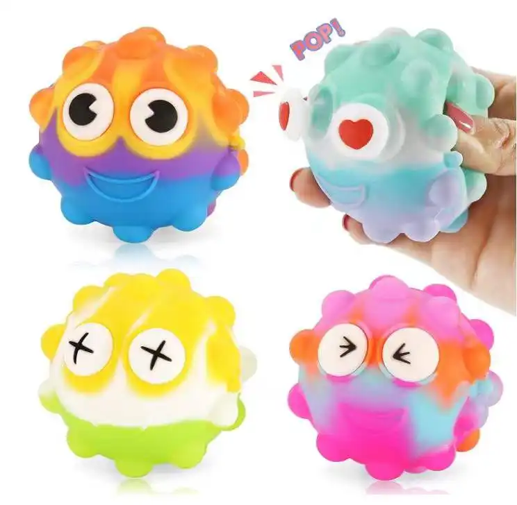 Amazon funny silicone Stress ball Expression bubble sensory toys Decompression squeeze ball pop fidget toys gifts for kids