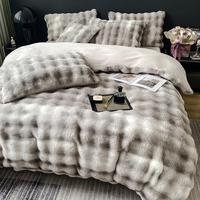 Nouvel ensemble de literie en fausse fourrure double face ultra chaud pour l'hiver, drap et couverture super doux et moelleux, confortable et douillet