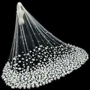 S7737F High -quality hot -selling super immortal long silk gauze flower bride's wedding accessories veil