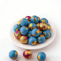 Chocolate Negro Redondo en Forma de Globo Terráqueo, Chocolate Amargo en Bola Dorada, Empaquetado en Papel de Aluminio, Venta Directa de Fábrica al por Mayor