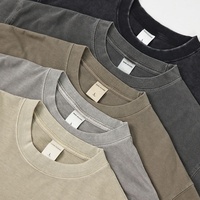 T-shirt court en coton double fil tricoté respirant, style vintage américain, coupe oversize, 280G, pour hommes et femmes